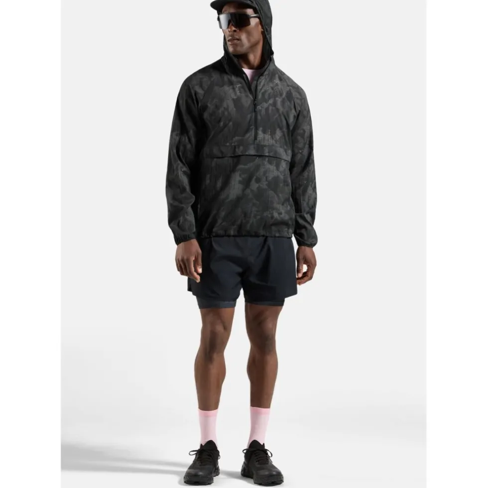 Odlo Zeroweight Hyper Print Hardloopanorak met capuchon voor heren - black