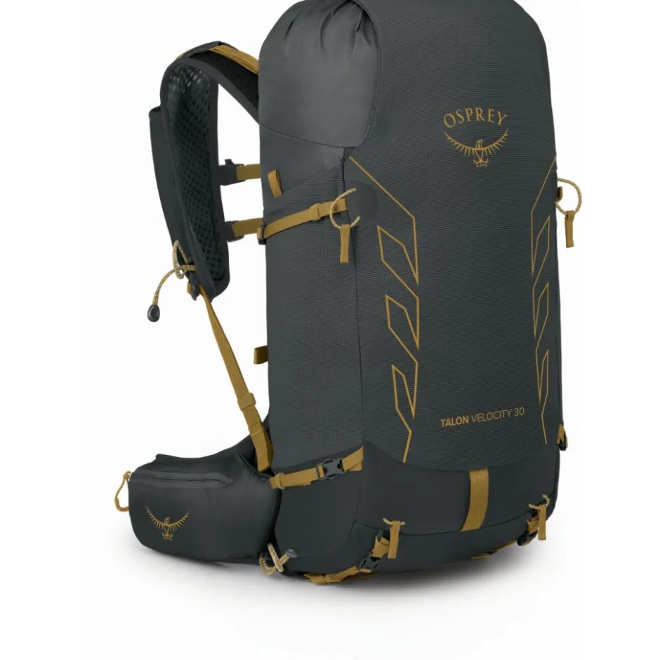 Rugzakken & Drinksystemen|Drinkrugzakken < Osprey Talon Velocity 30 Rugzak - S/M - Dark Charcoal/Tumbleweed Yellow