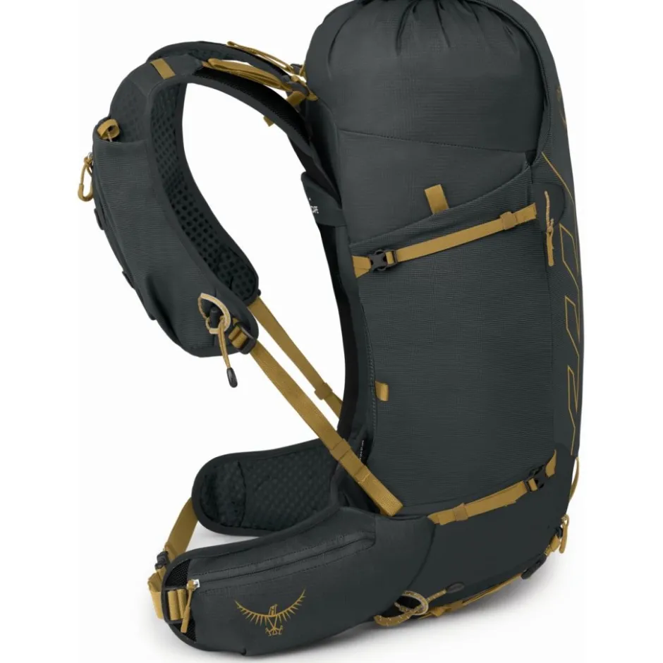 Rugzakken & Drinksystemen|Drinkrugzakken < Osprey Talon Velocity 30 Rugzak - L/XL - Dark Charcoal/Tumbleweed Yellow