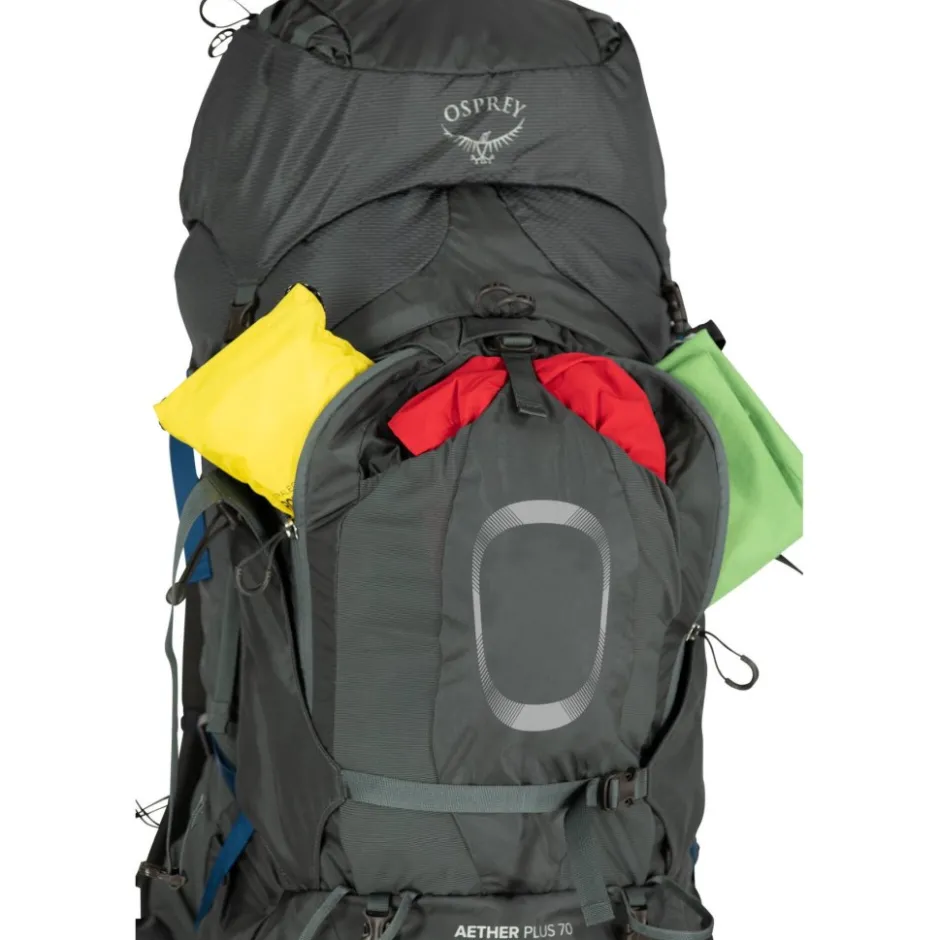 Rugzakken & Drinksystemen < Osprey Aether Plus 70 Rugzak - Zwart