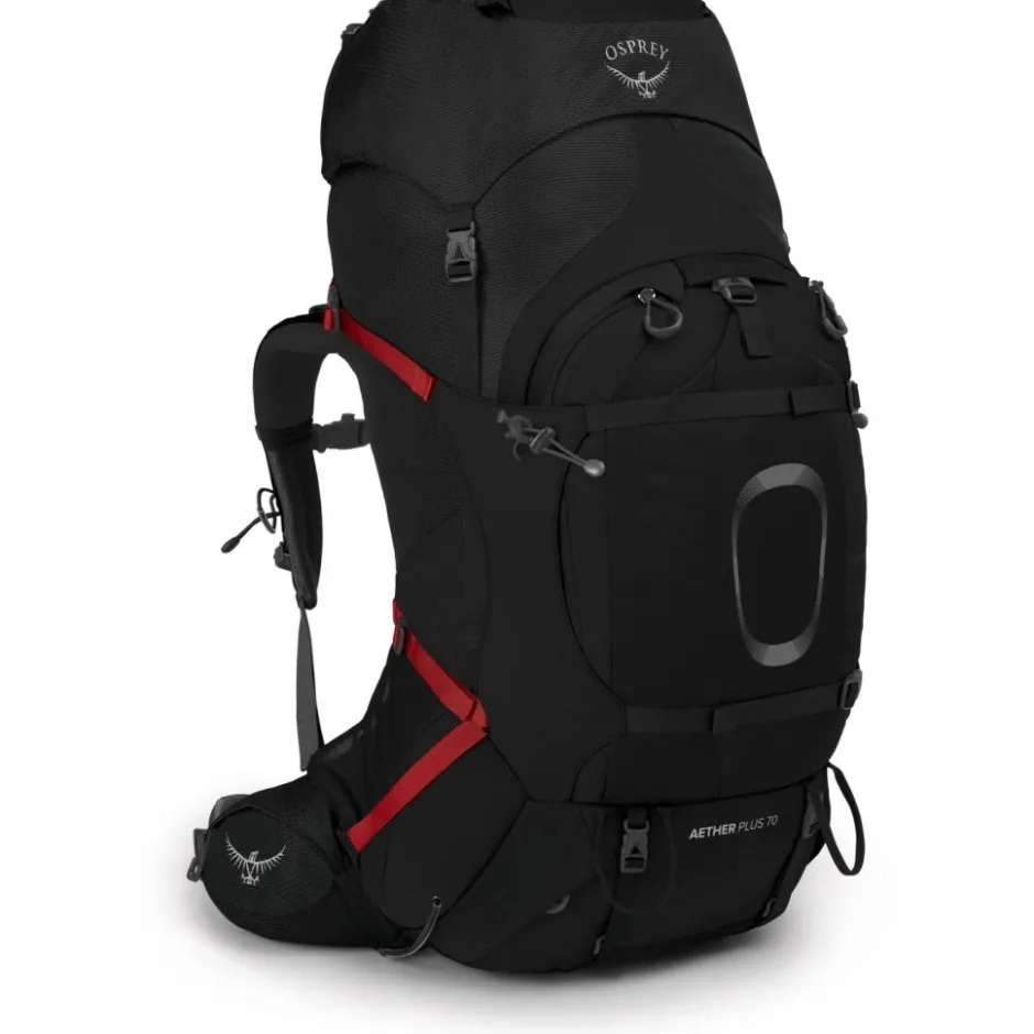Rugzakken & Drinksystemen < Osprey Aether Plus 70 Rugzak - Zwart