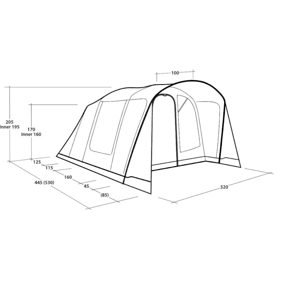 Tenten, Tarps & Hangmatten < Outwell Monterey 5 Air Tent - blauw