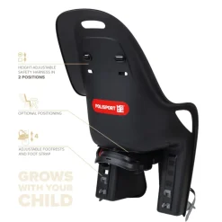 Kinderzitjes < Polisport Koari CFS Fietsstoeltje voor Kinderen voor Bagagedrager - zwart/grijs