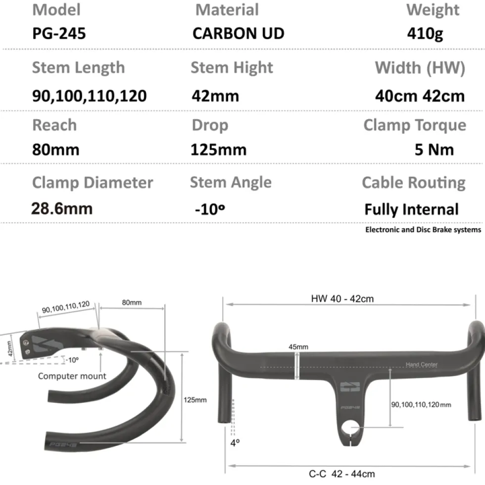 Progress PG-245 Stuur-Stuurpen-Enheid - Road | UD Carbon | 1 1/8" - zwart