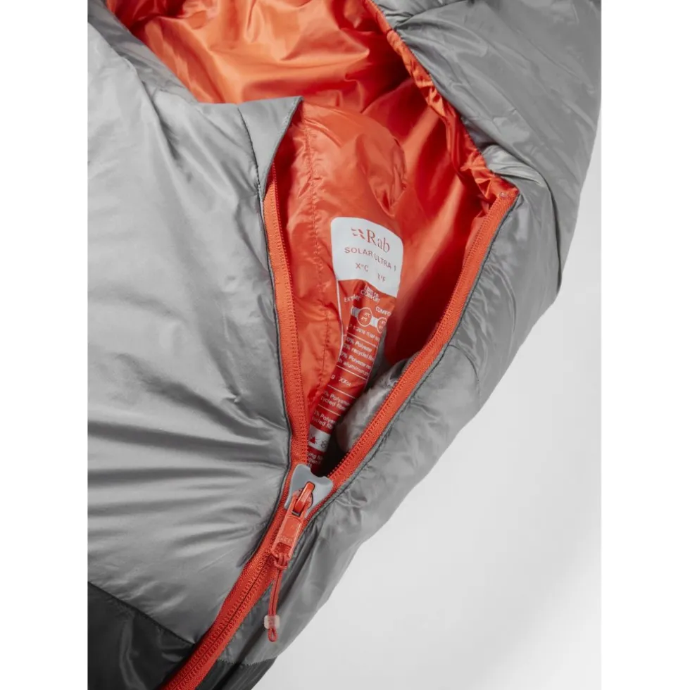Rab Solar Ultra 1 Slaapzak - Lang - Rits links - granite