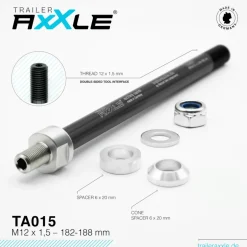 Radoxx Components Trailer AxXle Steekas - voor Fietskarren | 12x148mm - M12x1.5 | 182-188mm | TA015