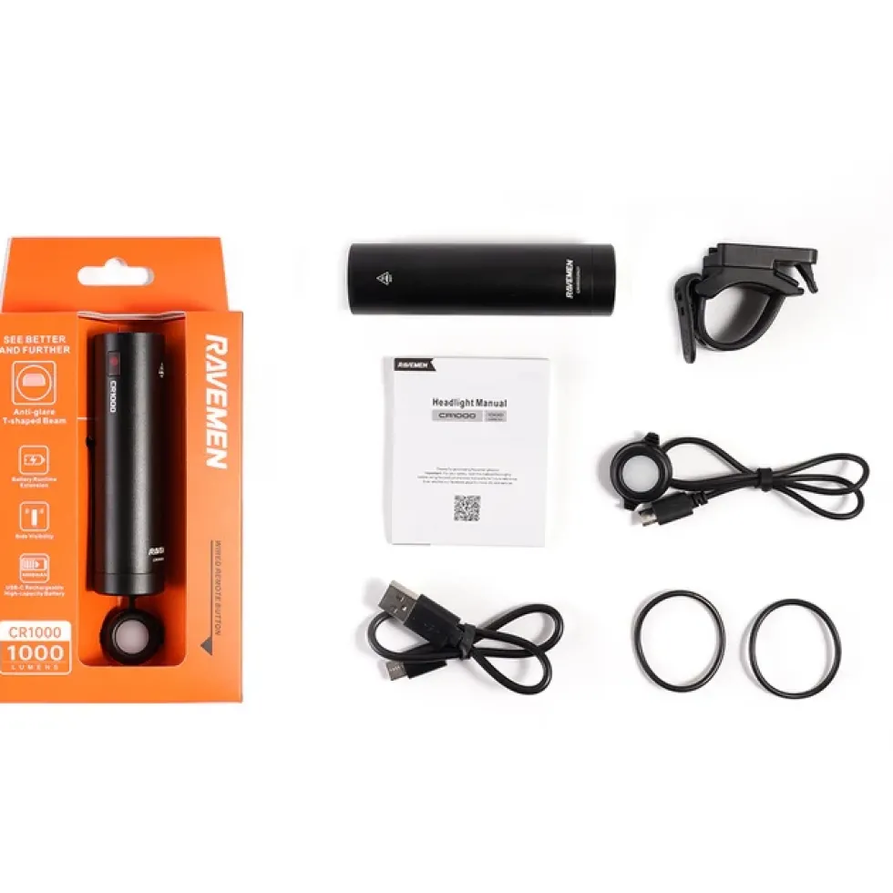 Ravemen CR1000 Fietslamp Vooraan - Black