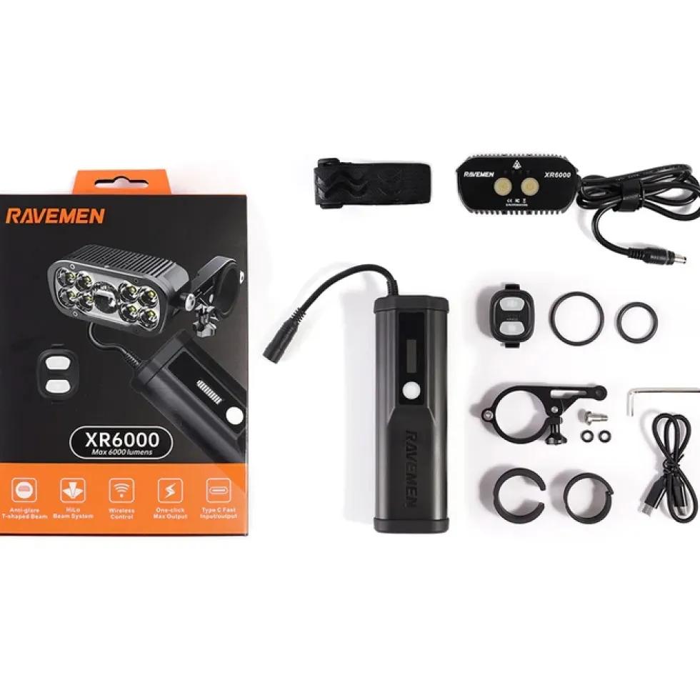 Ravemen XR6000 Fietslamp Vooraan - Zwart