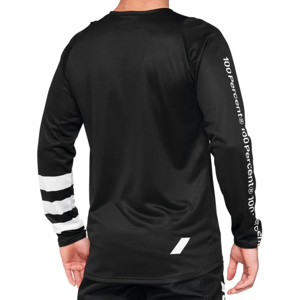 100% R-Core Fietsshirt met Lange Mouwen Kinder - zwart/wit