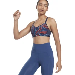 Reebok Lux Nature Grown Print Strappy Sport-BH Dames - vector navy