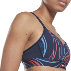 Reebok Lux Nature Grown Print Strappy Sport-BH Dames - vector navy