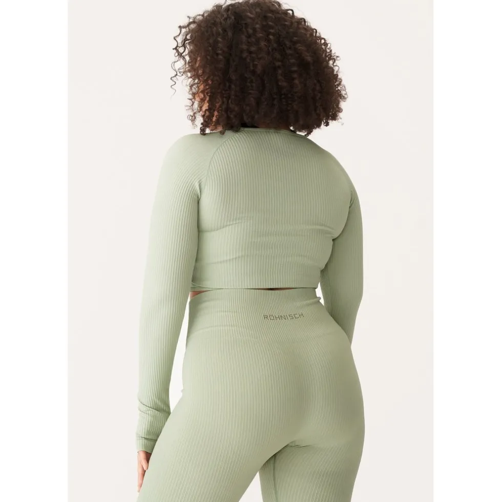 Röhnisch Seamless Crop Shirt met Lange Mouwen Dames - Desert Sage