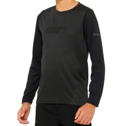 100% Ridecamp Shirt met Lange Mouwen Jongere - zwart/charcoal