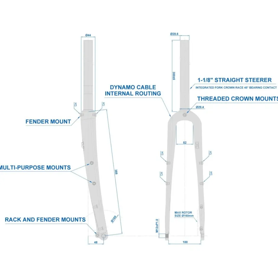 Vaste Voorvorken < Ritchey WCS Carbon Brevet Vork - 28" | 1 1/8" | Flat Mount | 12x100mm