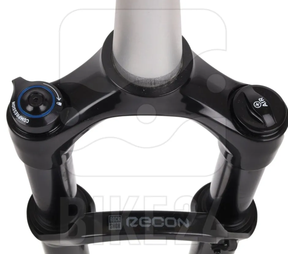 Verende Voorvorken < RockShox Recon Silver RL Solo Air Voorvork - 27.5" - 100mm - 42mm Offset - 1 1/8 Inch - QR - Gloss Black