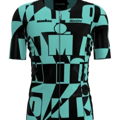 Santini Enigma IRONMAN Triatlon Fietsshirt met Korte Mouwen Heren 4I63SS00ENIGM - acqua AC