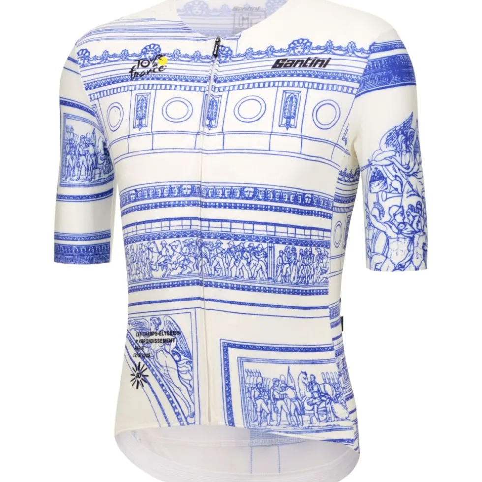 Santini Arrivée Arc De Triomphe Fietsshirt met Korte Mouwen Heren - Tour de France™ 2025 Collection - RE97175CARC5TDF - wit BI