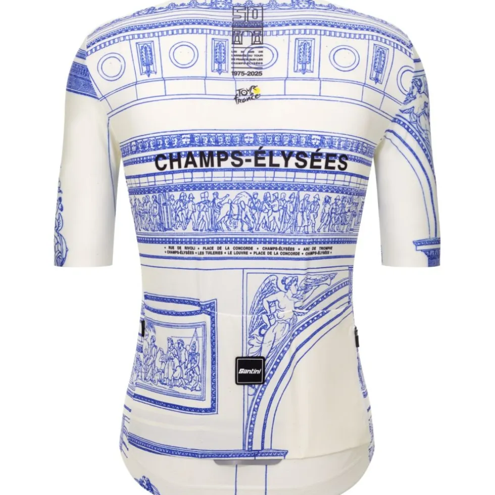 Santini Arrivée Arc De Triomphe Fietsshirt met Korte Mouwen Heren - Tour de France™ 2025 Collection - RE97175CARC5TDF - wit BI