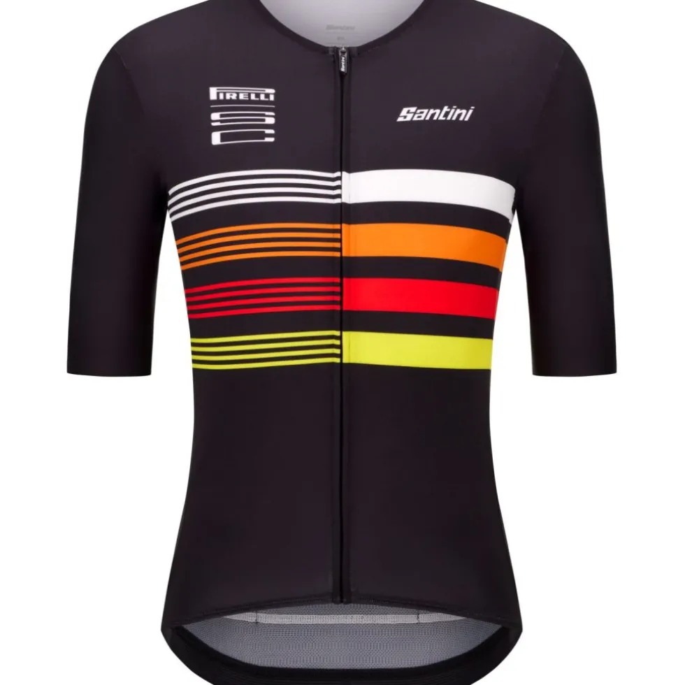 Santini Pirelli Sport Club Tape Fietsshirt met Korte Mouwen Unisex RE94075CTAPE - zwart NE