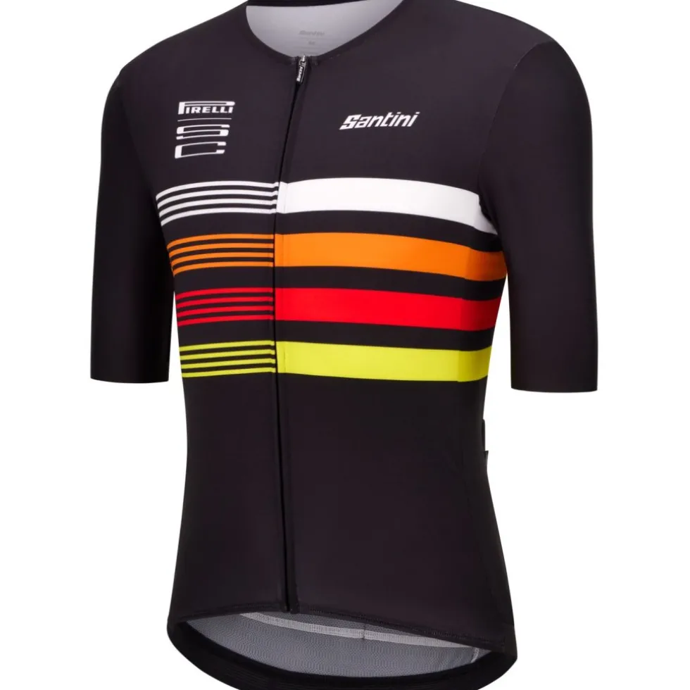 Santini Pirelli Sport Club Tape Fietsshirt met Korte Mouwen Unisex RE94075CTAPE - zwart NE