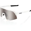 100% S3 Bril - Matte White - HiPER Silver Mirror | Clear
