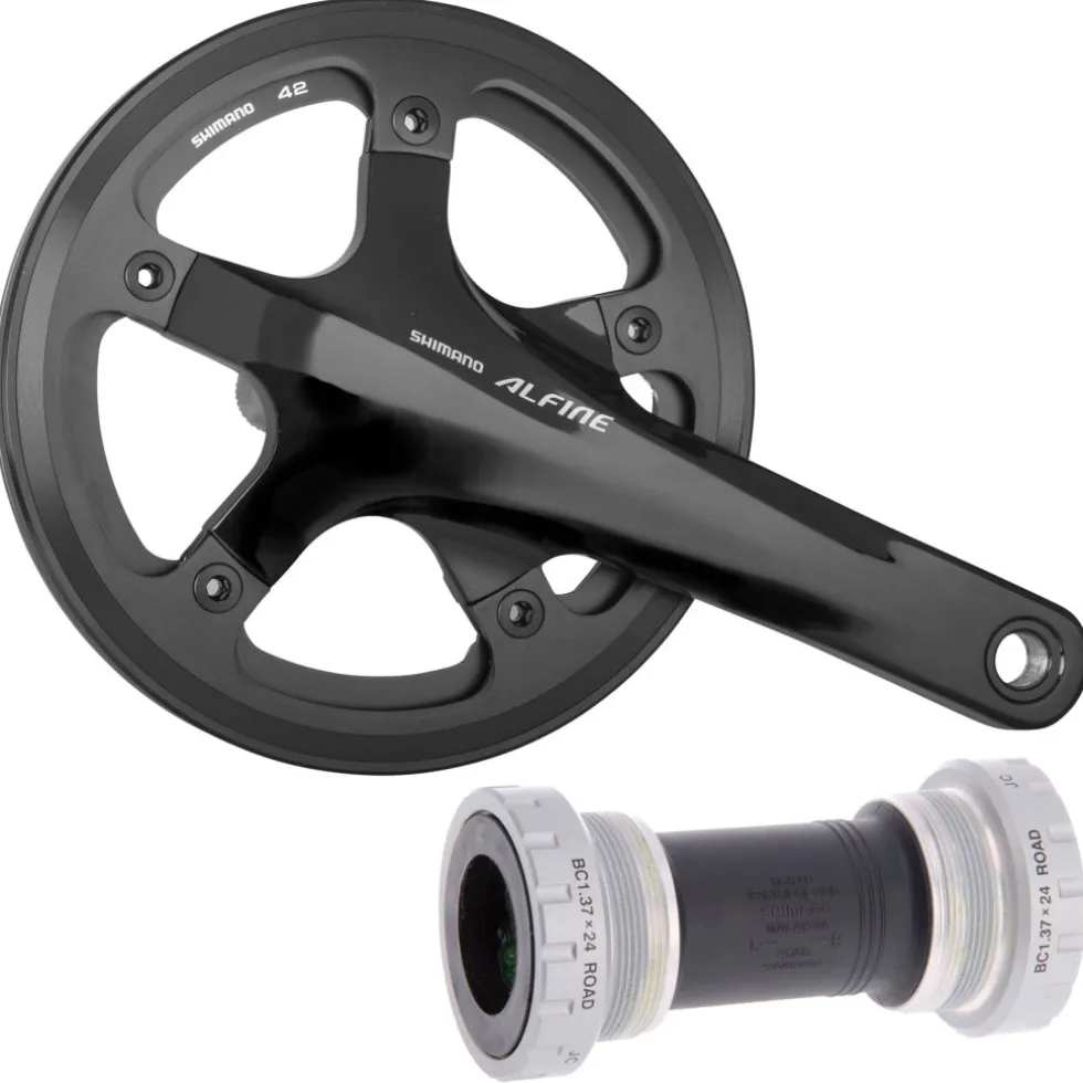 Shimano Alfine FC-S501 Crankset with SM-BB4600 Bottom Bracket - Outer Chain Guard - black