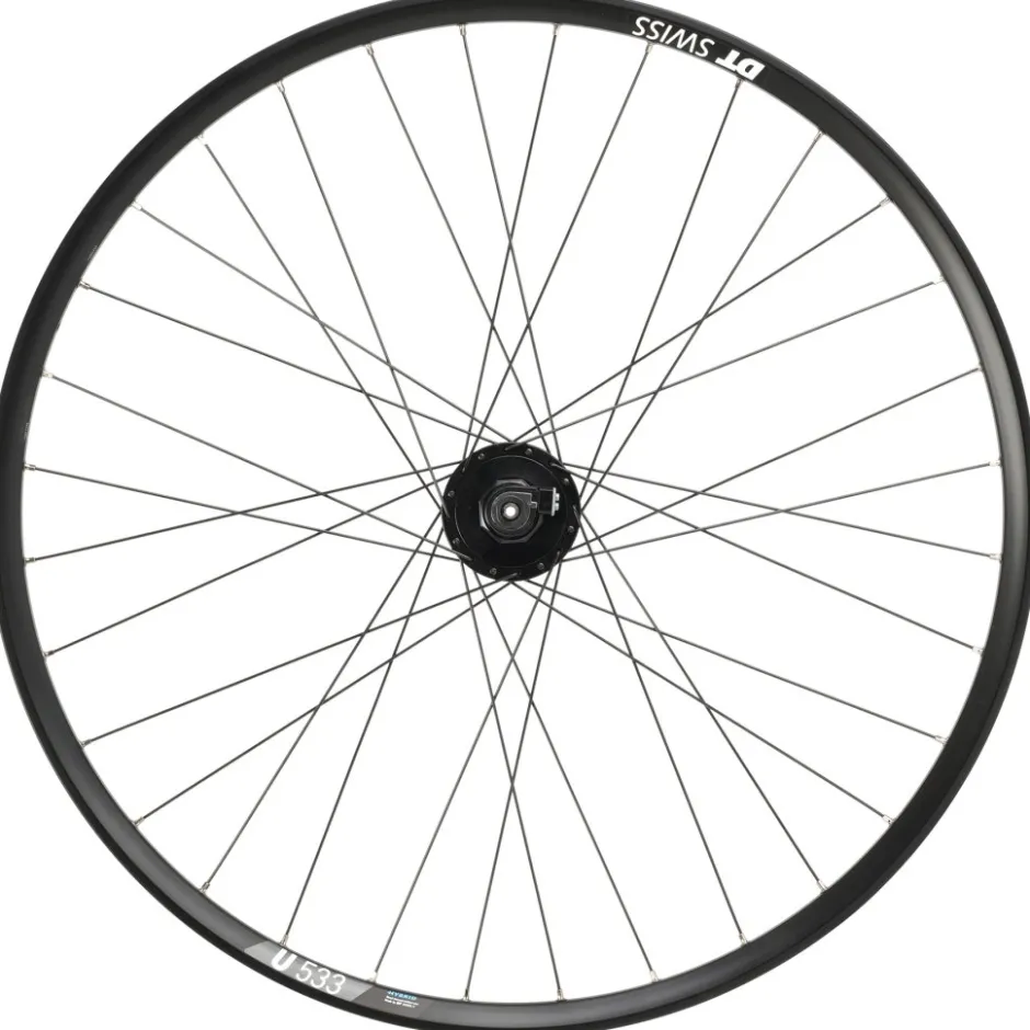 Wielen En Wielsets < Shimano | DT Swiss DH-3D37 | U 533 - 28" Voorwiel met Naafdynamo - Centerlock | 10x100mm | QR - zwart
