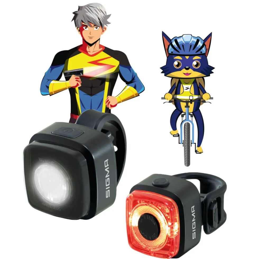 SIGMA AURA MICRO Set - Voorlamp + Achterlamp - RIDE SAFE TO SCHOOL