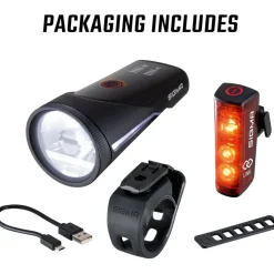 SIGMA Aura 100 Set / Blaze Link - Fietslamp Vooraan + Fietslamp Achteraan - zwart
