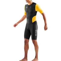 SKINS Tri Brand Trisuit met Korte Mouwen - Black/Zest