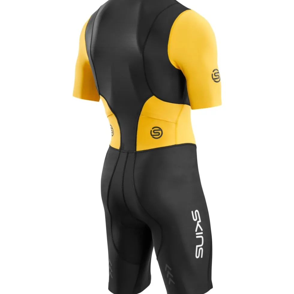 SKINS Tri Brand Trisuit met Korte Mouwen - Black/Zest