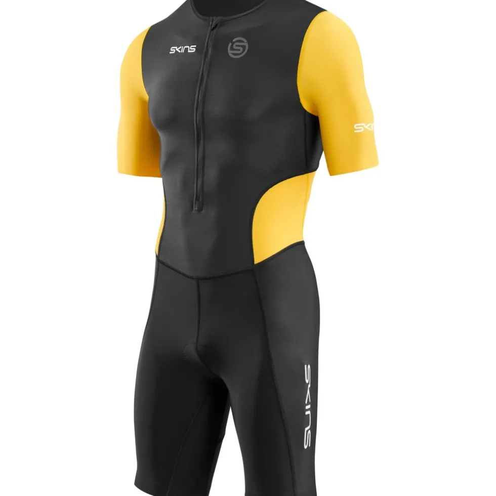 SKINS Tri Brand Trisuit met Korte Mouwen - Black/Zest