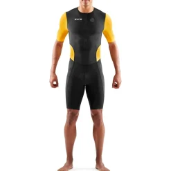 SKINS Tri Brand Trisuit met Korte Mouwen - Black/Zest