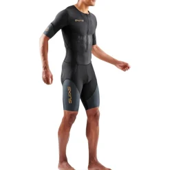 Trisuits|Trisuits < SKINS TRI Elite uit met Korte Mouwen Heren - Black/Carbon