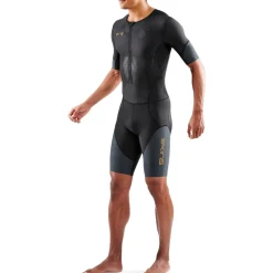 Trisuits|Trisuits < SKINS TRI Elite uit met Korte Mouwen Heren - Black/Carbon