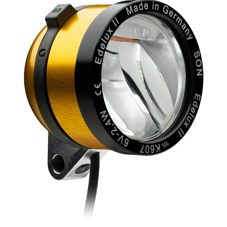 Dynamo Verlichting|Verlichting < SON Edelux II Fietslamp Vooraan - gold anodized