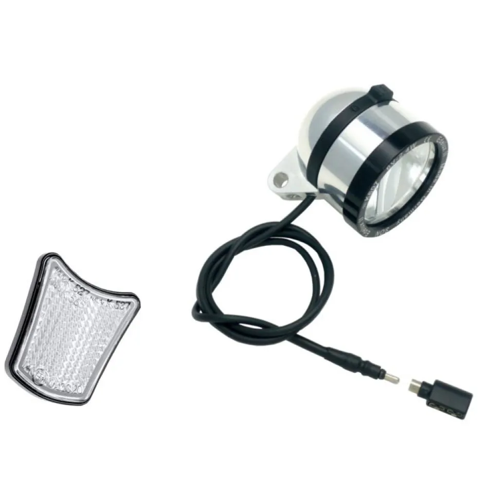 SON Edelux II LED Front Light with Coax Plug and SON-Coax-Adapter - silver polished