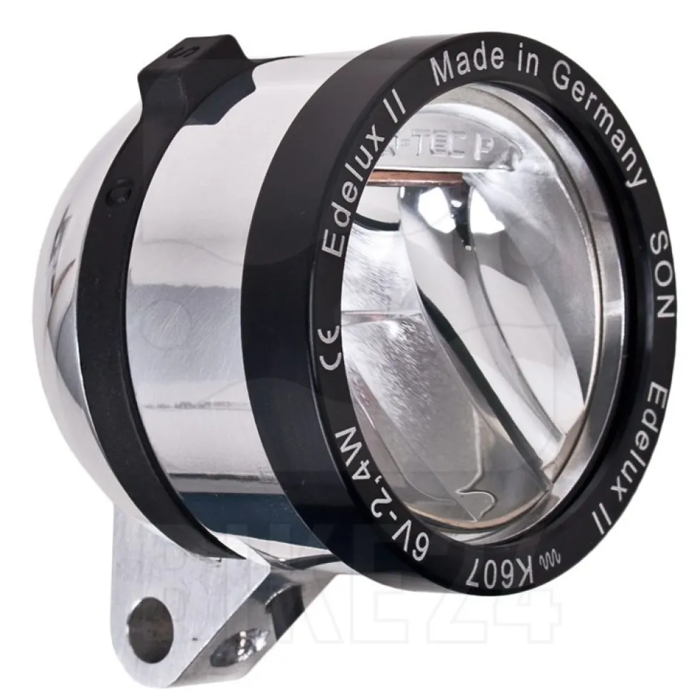 SON Edelux II LED Front Light with Coax Plug and SON-Coax-Adapter - silver polished