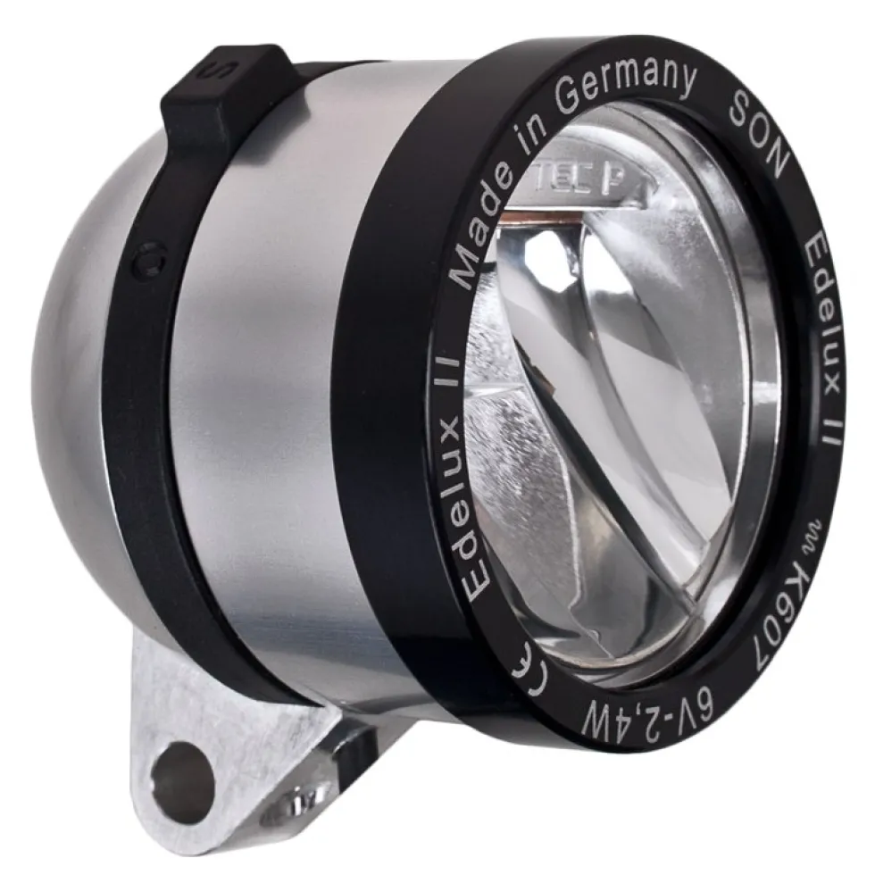 SON Edelux II LED Front Light with Coax Plug and SON-Coax-Adapter - silver anodized