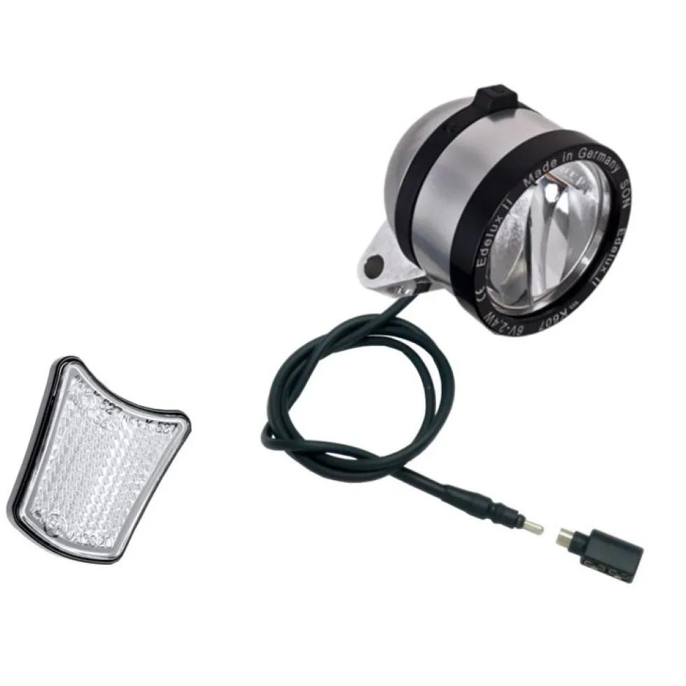 SON Edelux II LED Front Light with Coax Plug and SON-Coax-Adapter - silver anodized