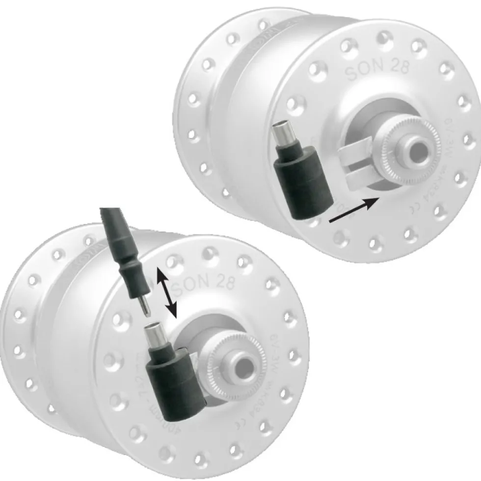 SON Edelux II LED Front Light with Coax Plug and SON-Coax-Adapter - silver anodized