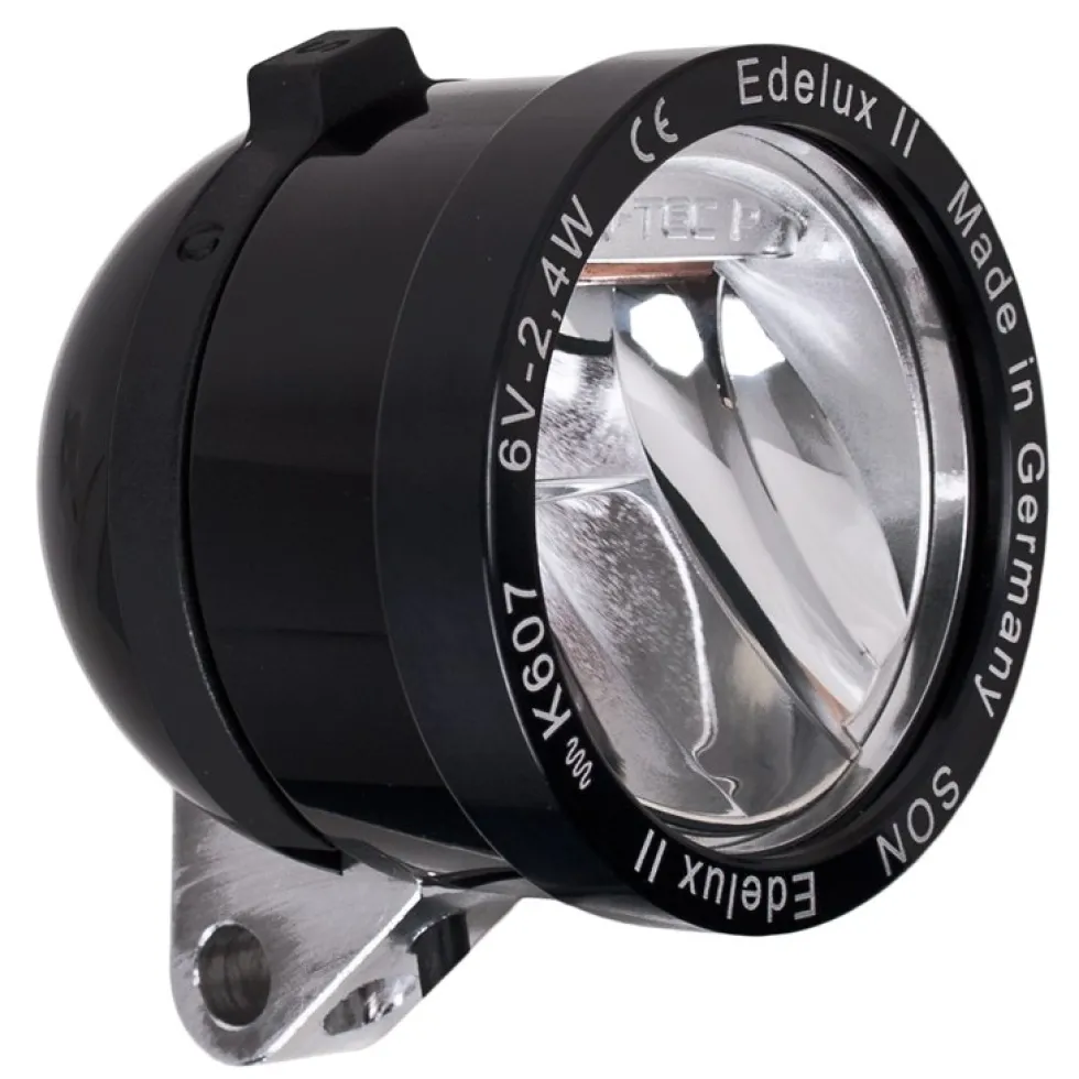 SON Edelux II LED Front Light with Coax Plug and SON-Coax-Adapter - black anodized