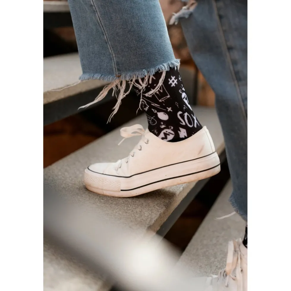 Sox Footwear Monochrome Sokken - doodle black