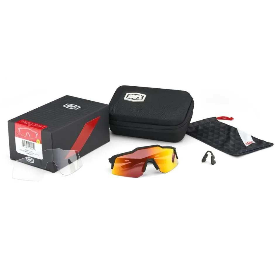 Mtb-Brillen|Racefietsbrillen < 1 00% Speedcraft XS Bril - Soft Tact Black - Smoke | Clear
