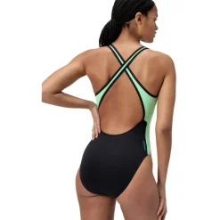 Speedo High Neck Splice Cross Back Badpak Dames - turquiose gem