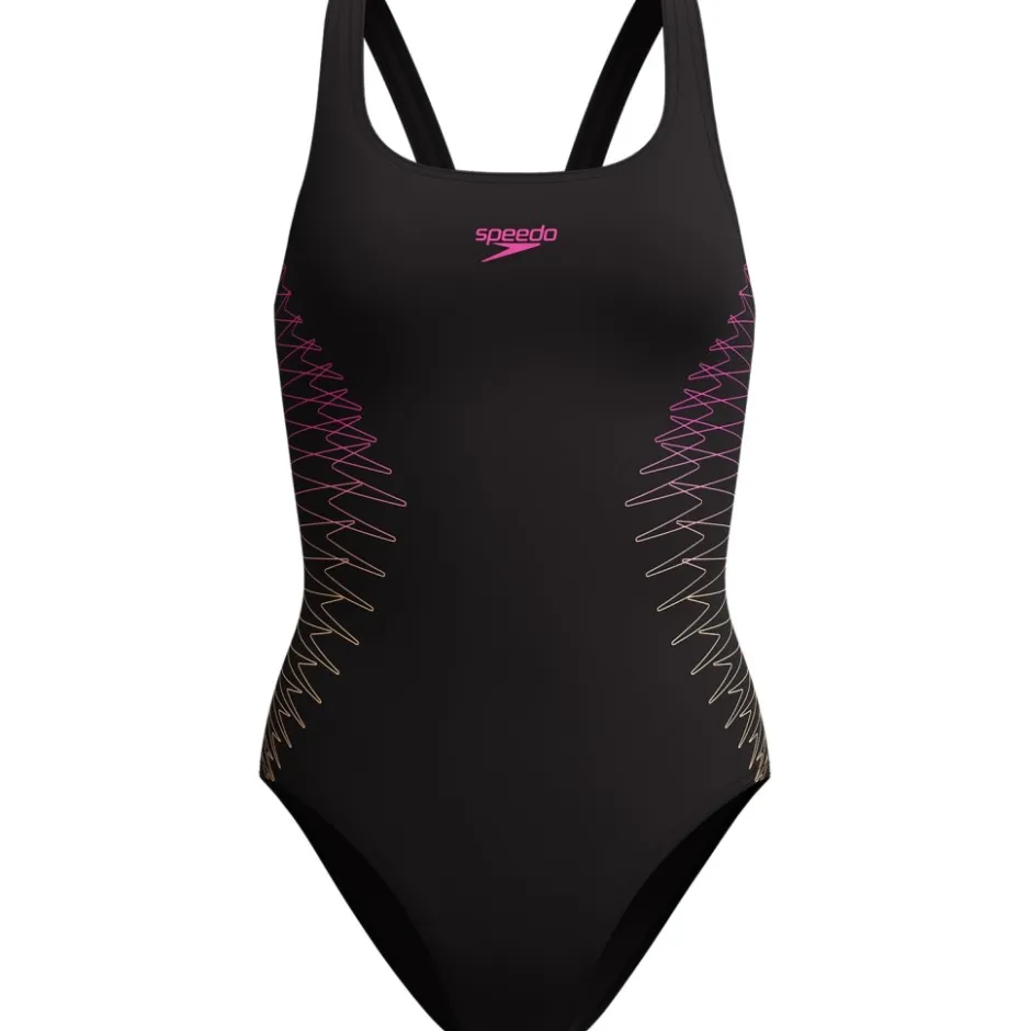 Zwembroeken & Bikini'S < Speedo Placement Muscleback Badpak Dames - anthracite