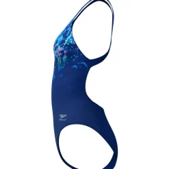 Speedo Placement Printed Leaderback Badpak Dames - pixel pool/navy