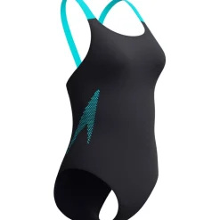 Speedo Solid Boom Leaderback Badpak Dames - anthracite/mayan blue