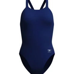 Zwembroeken & Bikini'S < Speedo Solid Leaderback Badpak Dames - team navy