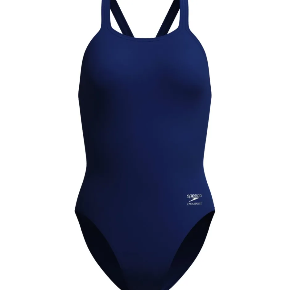 Zwembroeken & Bikini'S < Speedo Solid Leaderback Badpak Dames - team navy
